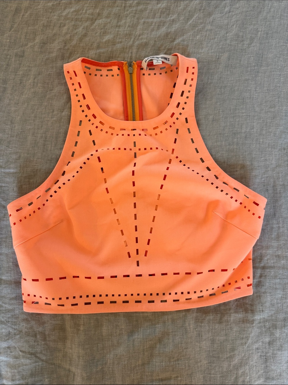 Elizabeth and James Coral Laser-Cut Crop Tank